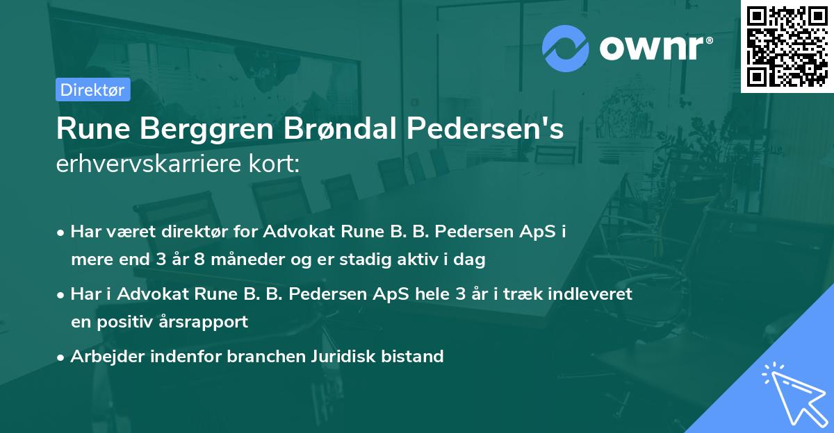 Rune Berggren Brøndal Pedersen's erhvervskarriere kort