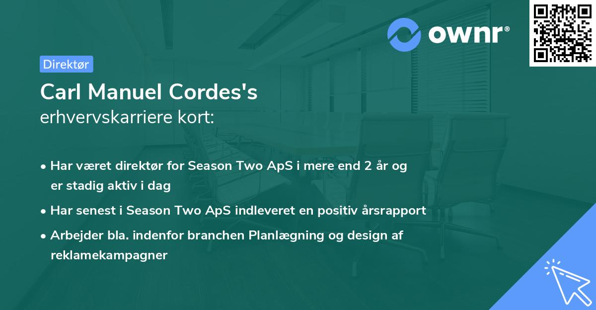 Carl Manuel Cordes's erhvervskarriere kort