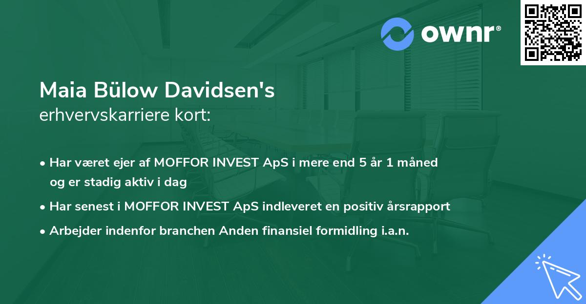 Maia Bülow Davidsen's erhvervskarriere kort