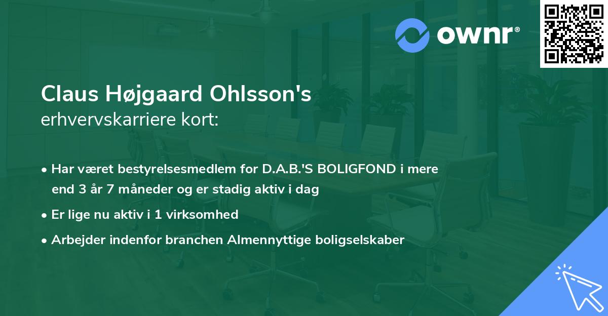 Claus Højgaard Ohlsson's erhvervskarriere kort