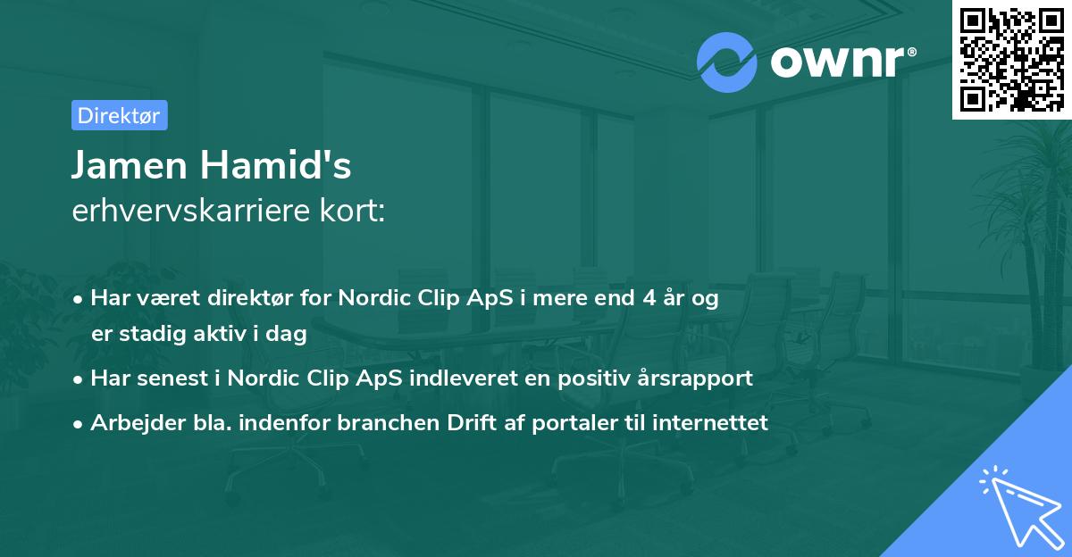 Jamen Hamid's erhvervskarriere kort