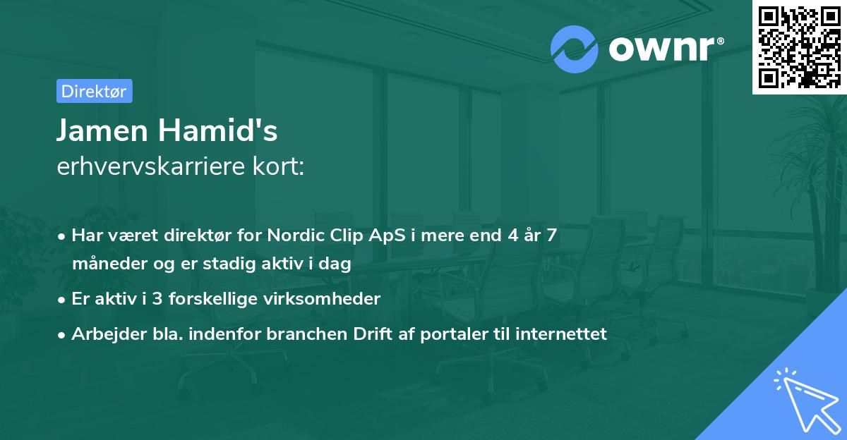 Jamen Hamid's erhvervskarriere kort