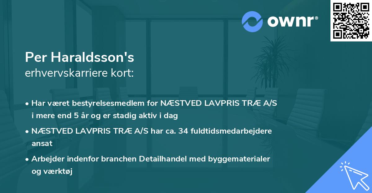 Per Haraldsson's erhvervskarriere kort