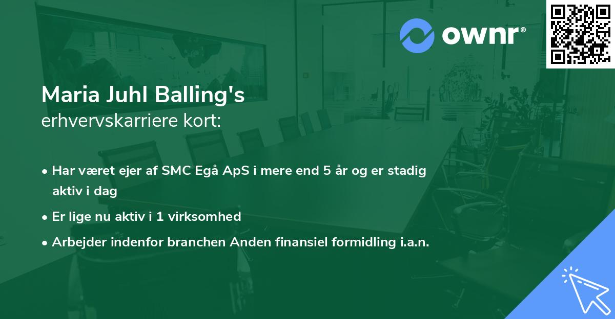 Maria Juhl Balling's erhvervskarriere kort