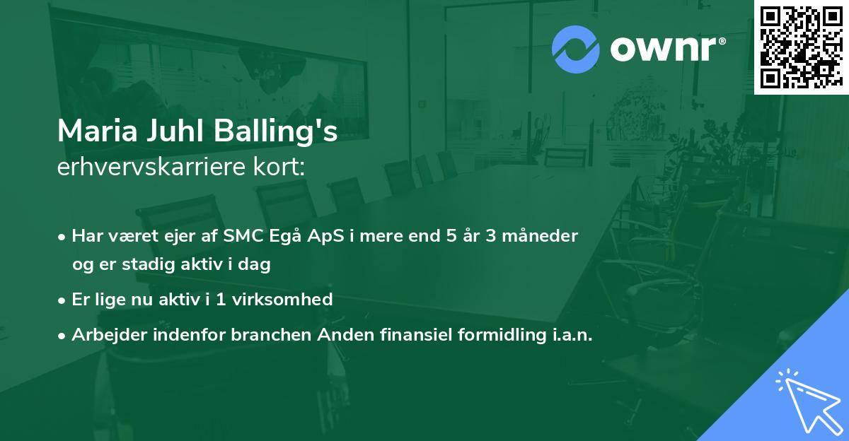 Maria Juhl Balling's erhvervskarriere kort