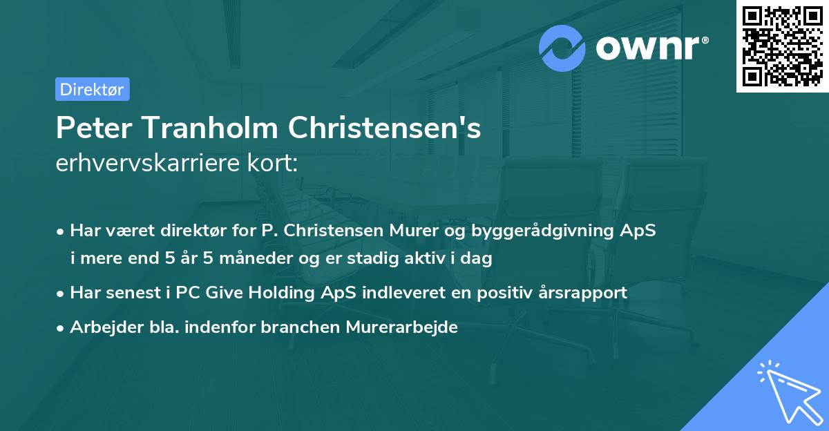 Peter Tranholm Christensen's erhvervskarriere kort