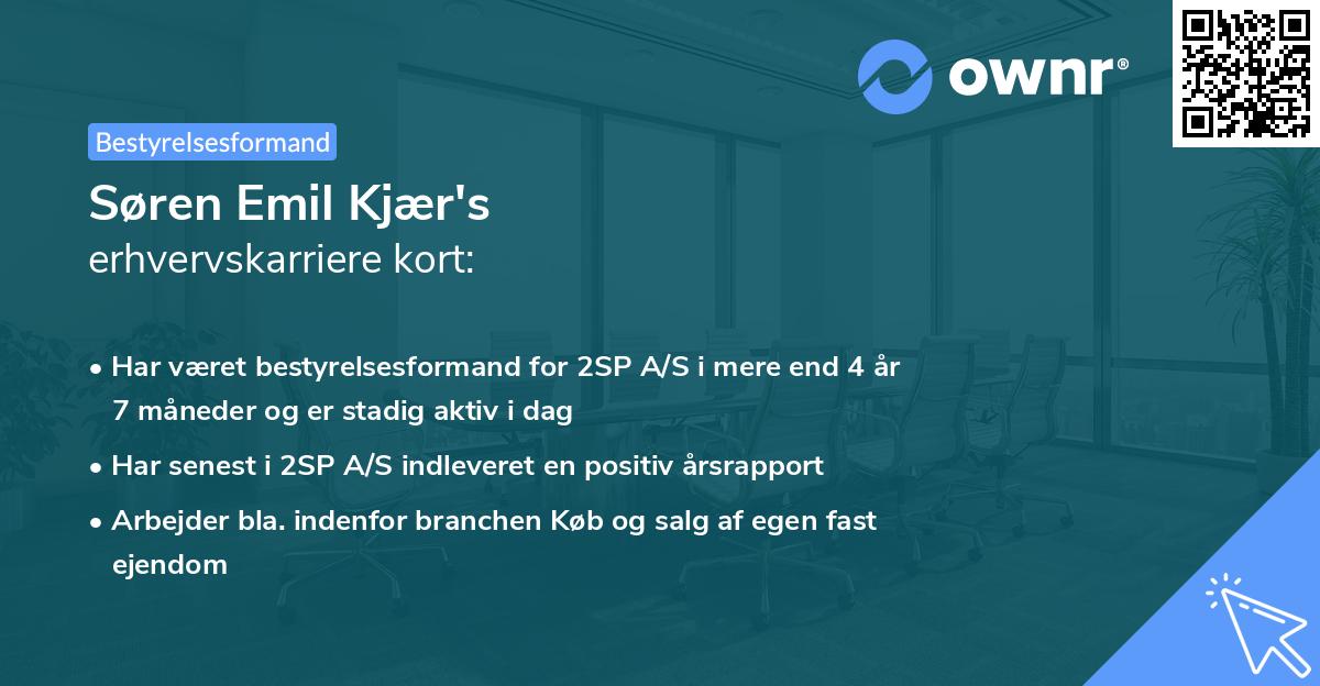 Søren Emil Kjær's erhvervskarriere kort