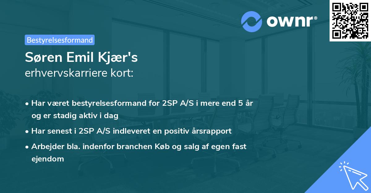 Søren Emil Kjær's erhvervskarriere kort
