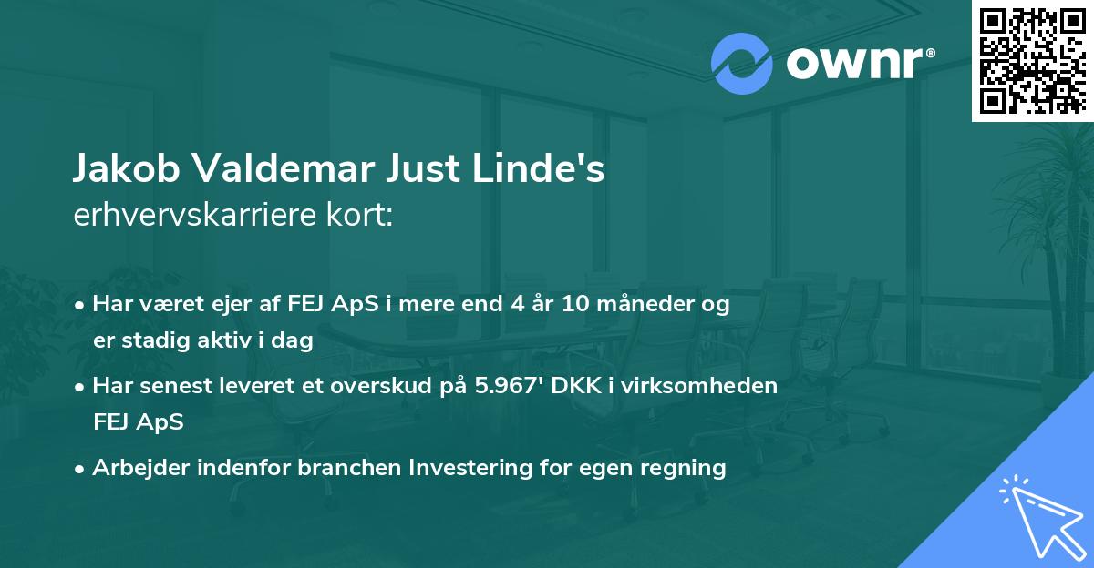 Jakob Valdemar Just Linde's erhvervskarriere kort