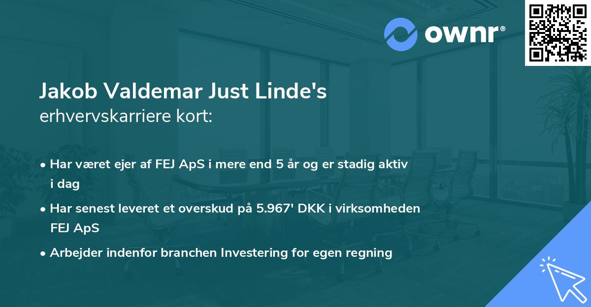 Jakob Valdemar Just Linde's erhvervskarriere kort