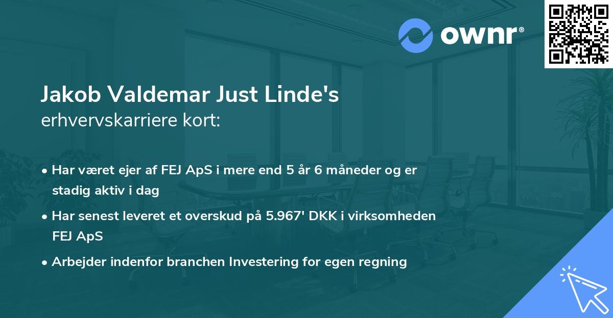 Jakob Valdemar Just Linde's erhvervskarriere kort