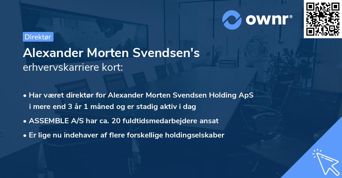 Alexander Morten Svendsen's erhvervskarriere kort
