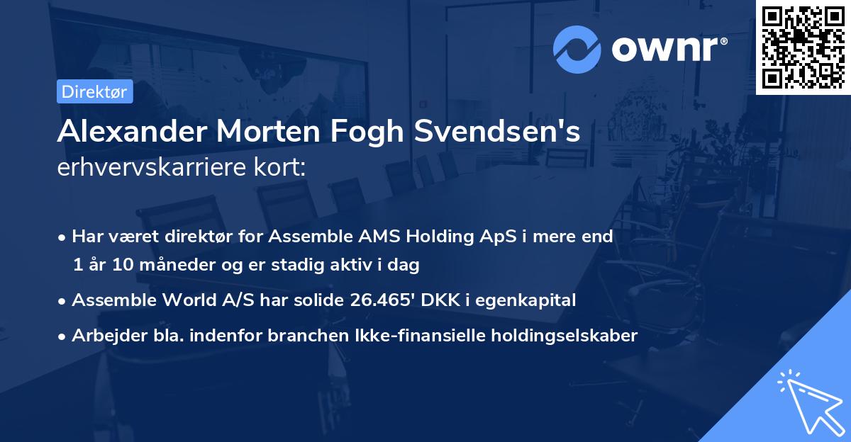 Alexander Morten Fogh Svendsen's erhvervskarriere kort