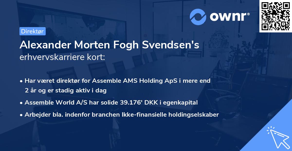 Alexander Morten Fogh Svendsen's erhvervskarriere kort