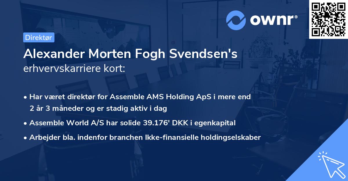 Alexander Morten Fogh Svendsen's erhvervskarriere kort