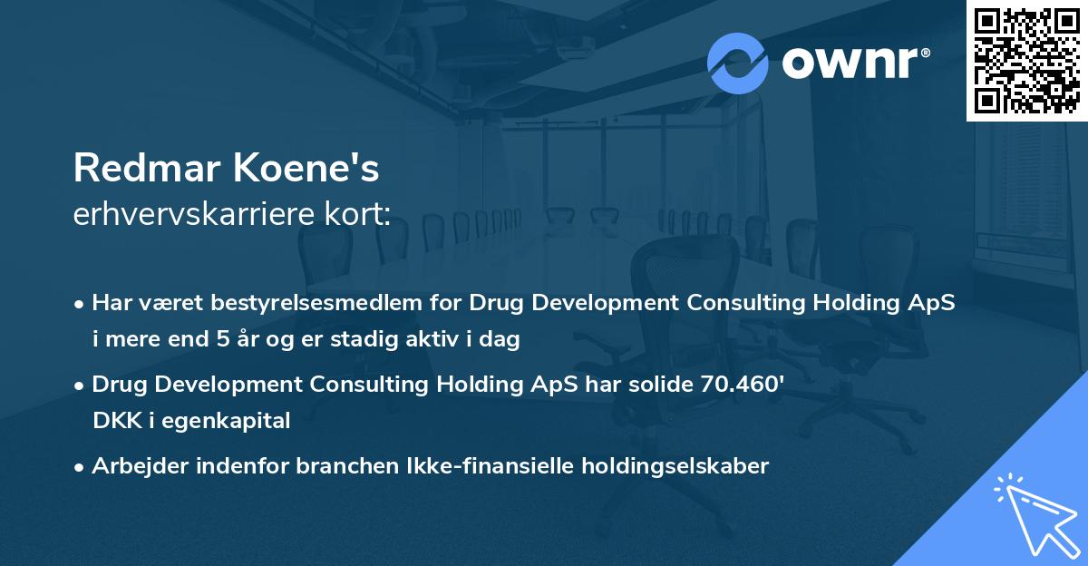 Redmar Koene's erhvervskarriere kort
