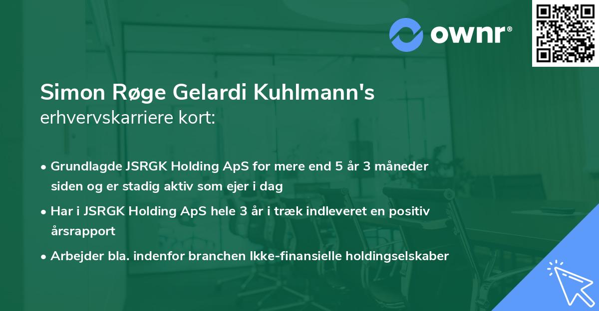 Simon Røge Gelardi Kuhlmann's erhvervskarriere kort