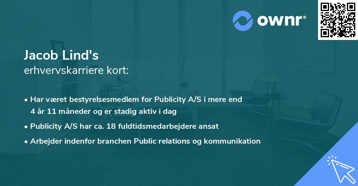 Jacob Lind's erhvervskarriere kort