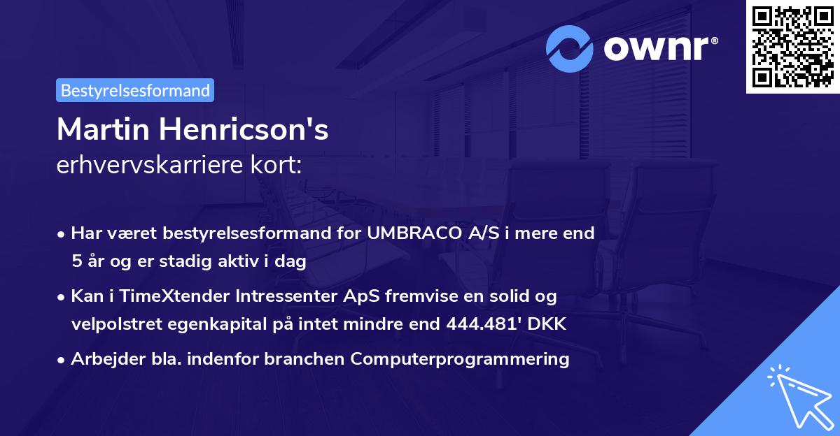 Martin Henricson's erhvervskarriere kort