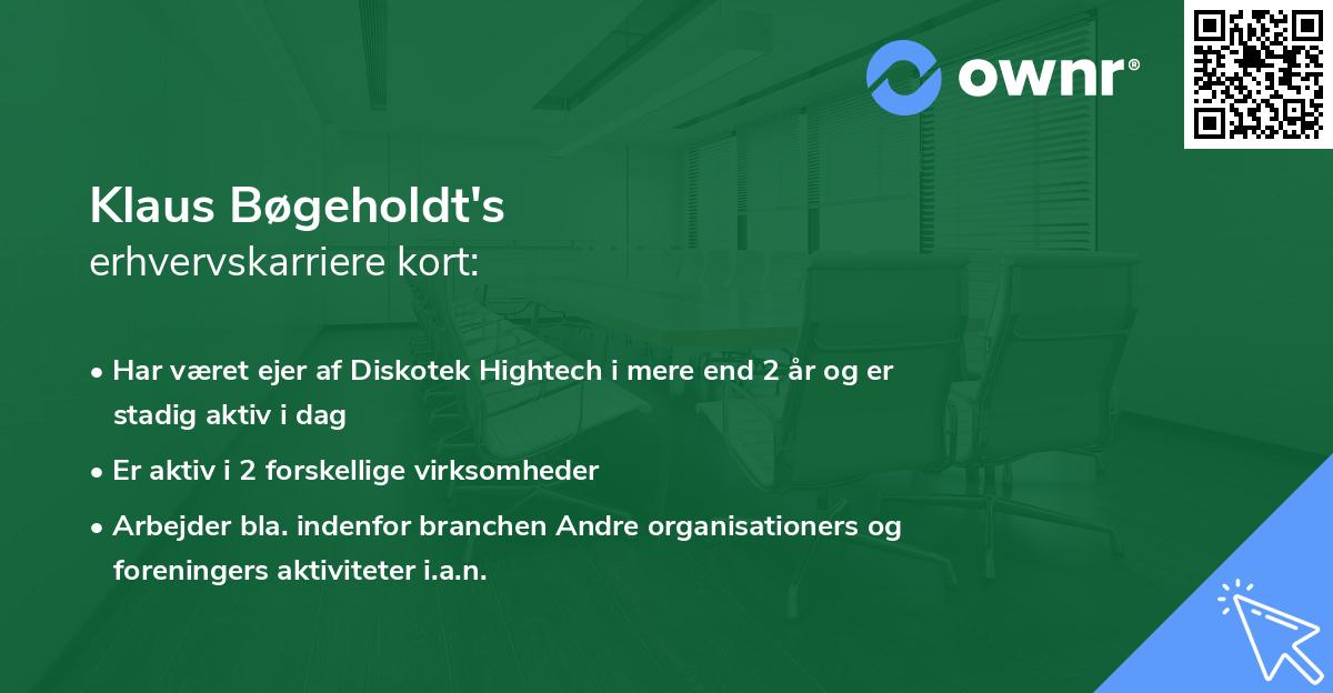 Klaus Bøgeholdt's erhvervskarriere kort