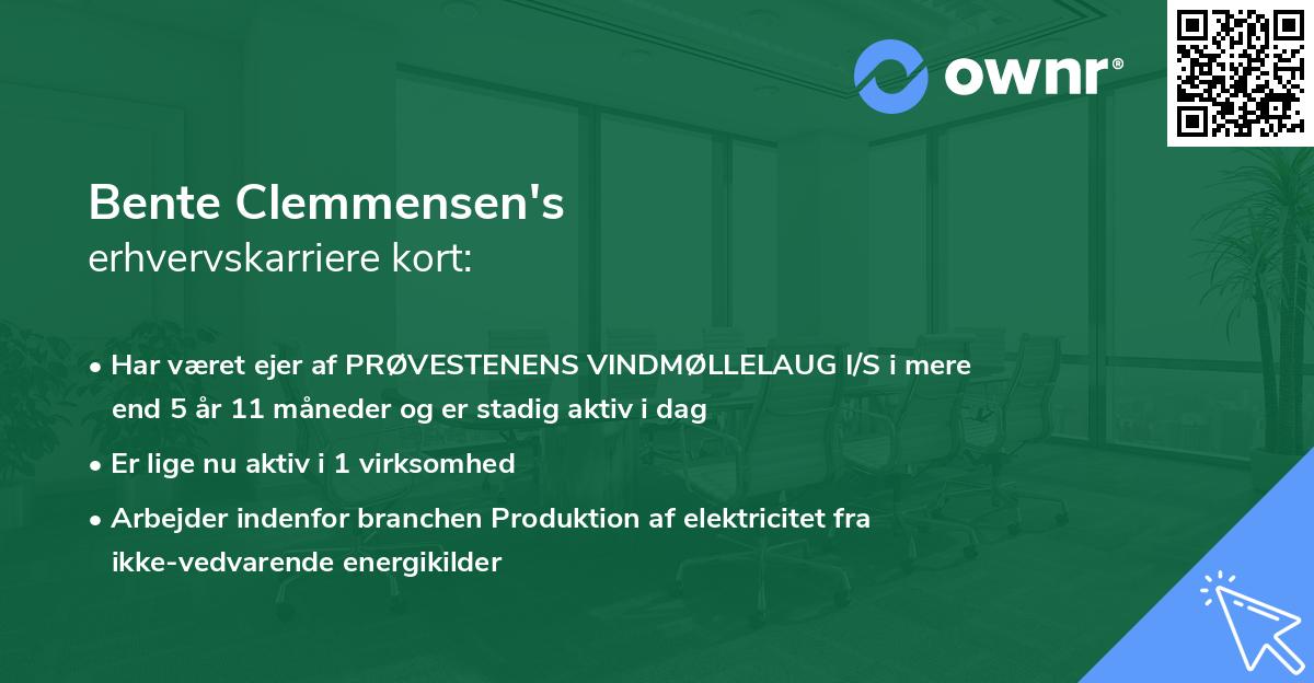 Bente Clemmensen's erhvervskarriere kort