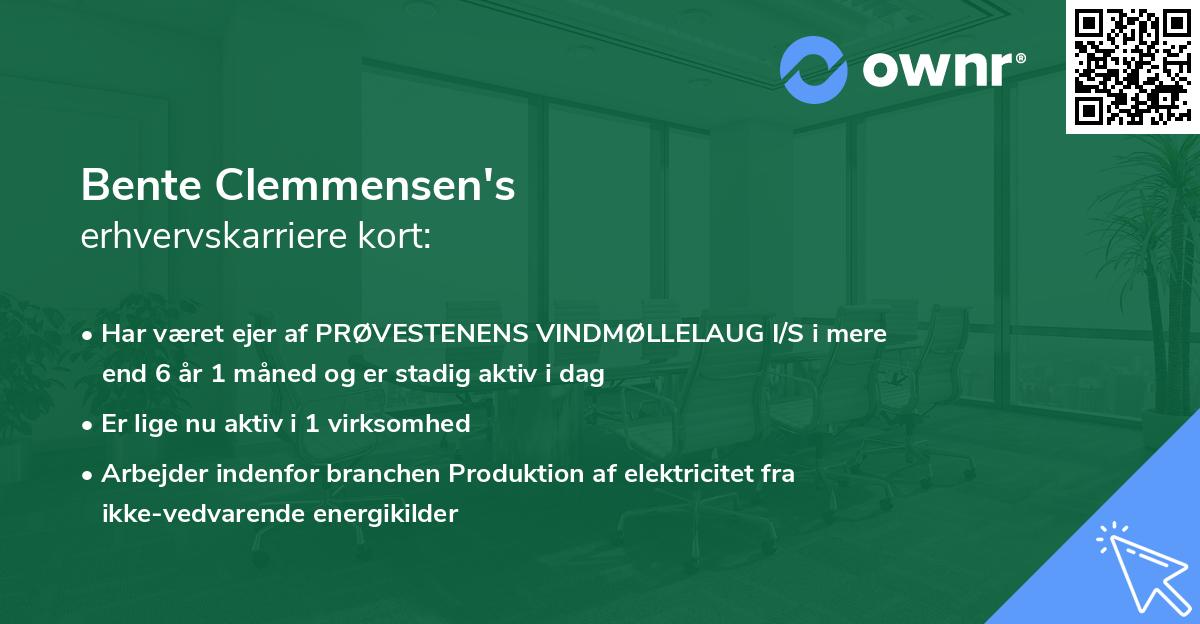 Bente Clemmensen's erhvervskarriere kort