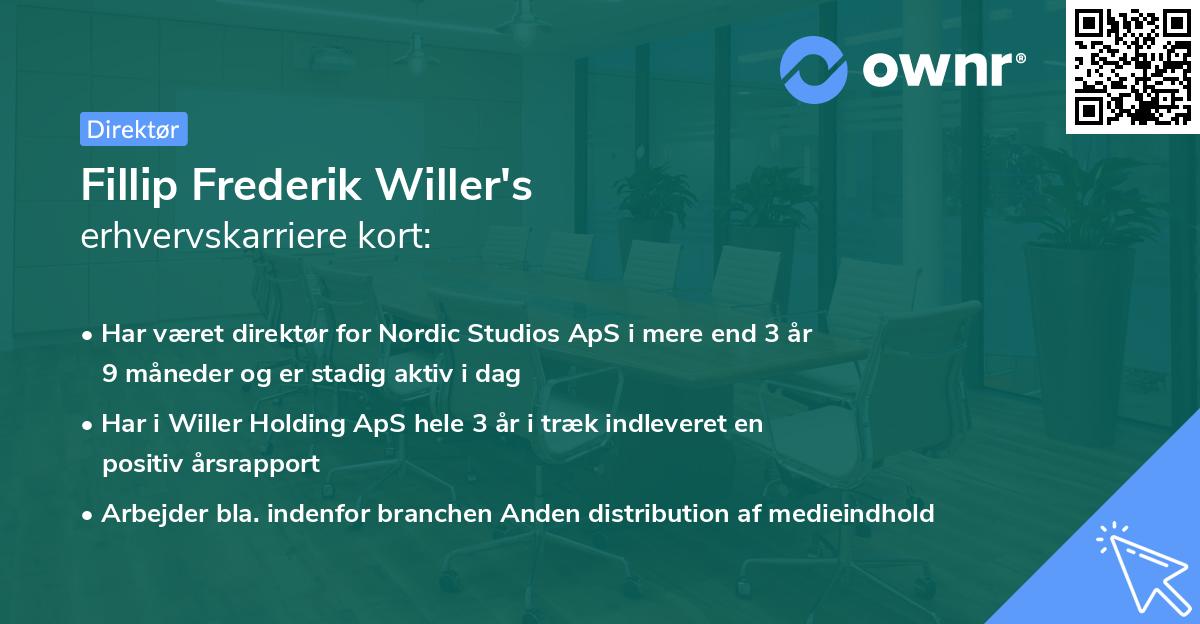 Fillip Frederik Willer's erhvervskarriere kort
