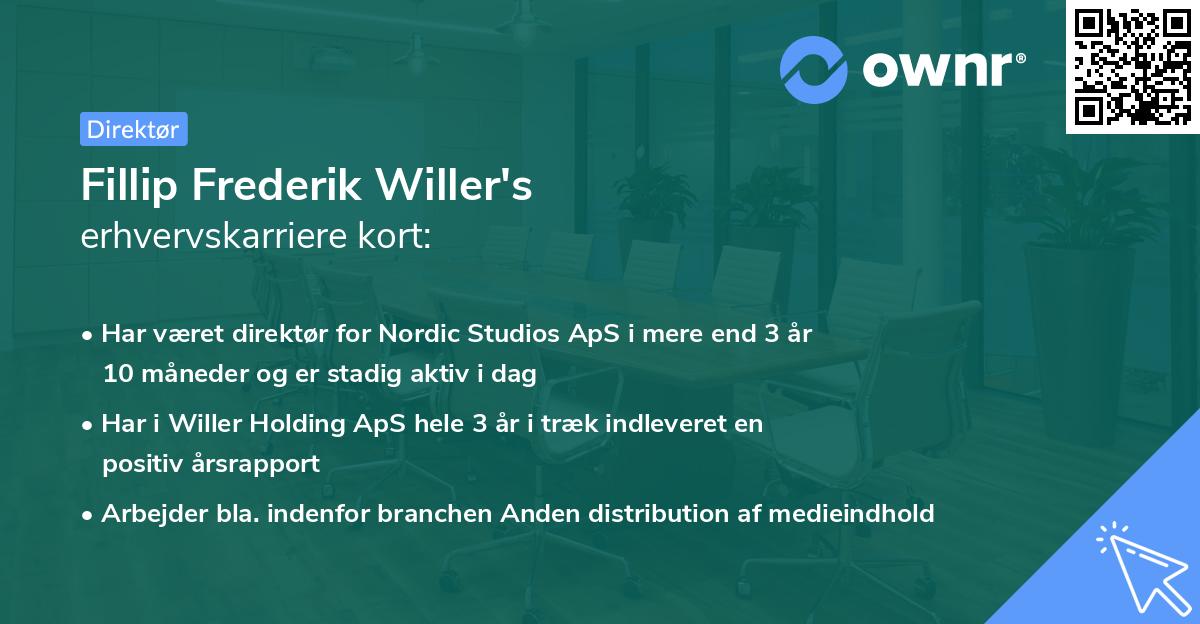 Fillip Frederik Willer's erhvervskarriere kort