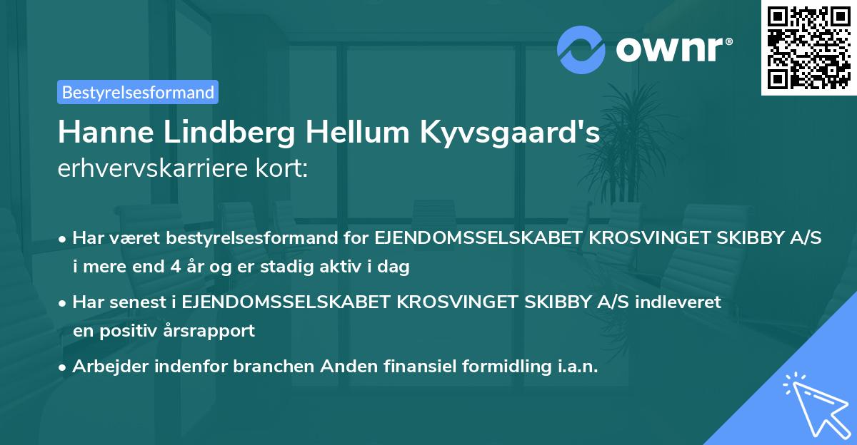 Hanne Lindberg Hellum Kyvsgaard's erhvervskarriere kort