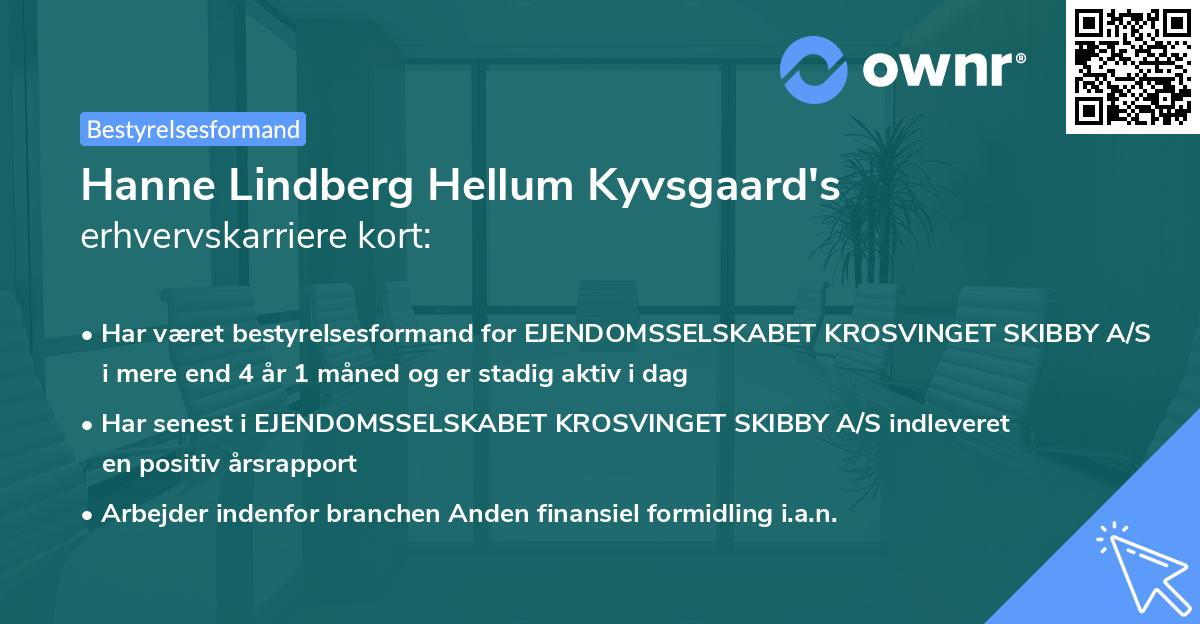 Hanne Lindberg Hellum Kyvsgaard's erhvervskarriere kort
