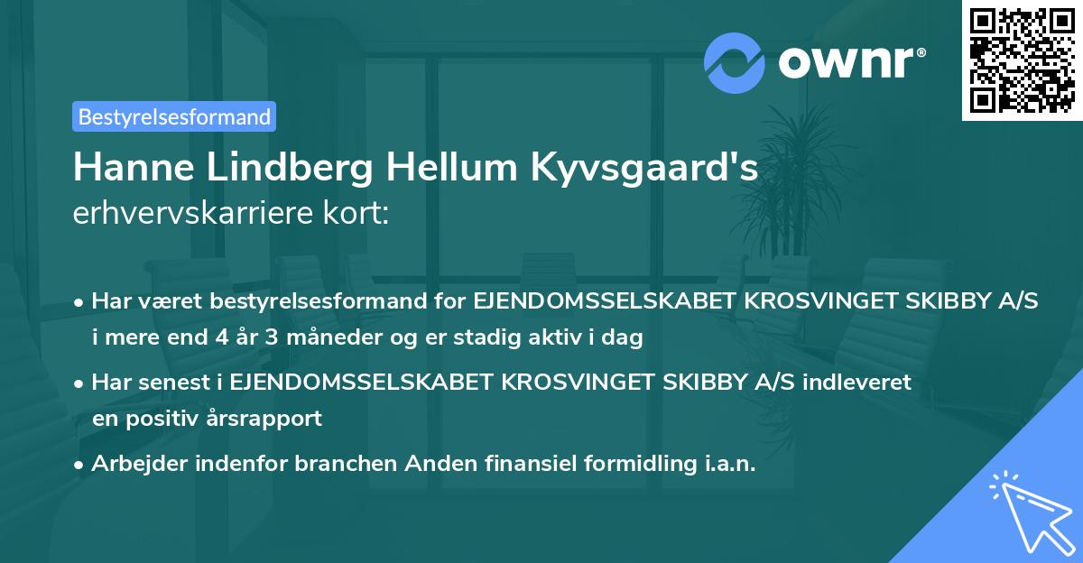 Hanne Lindberg Hellum Kyvsgaard's erhvervskarriere kort