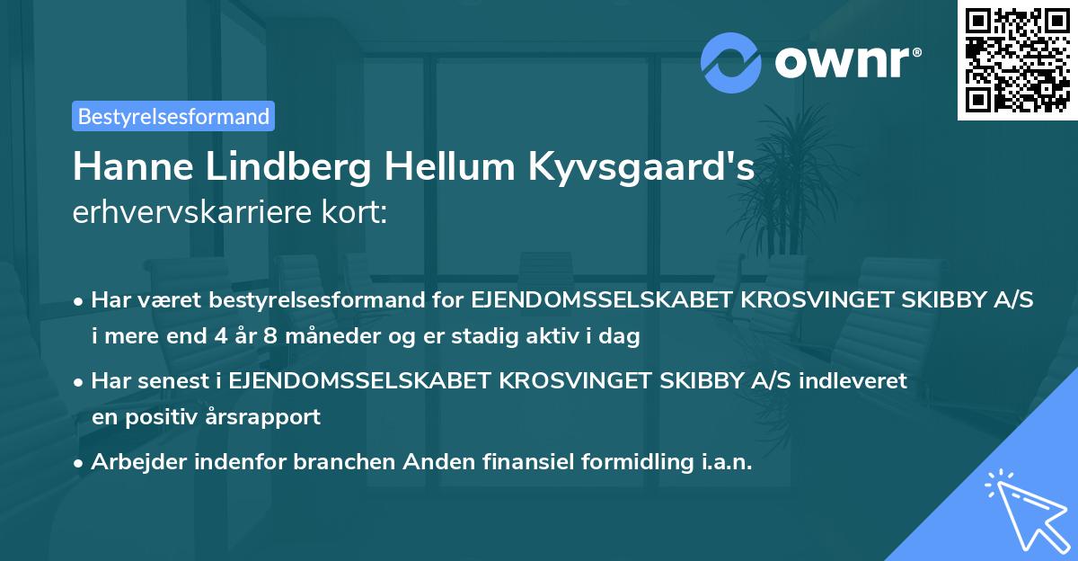 Hanne Lindberg Hellum Kyvsgaard's erhvervskarriere kort