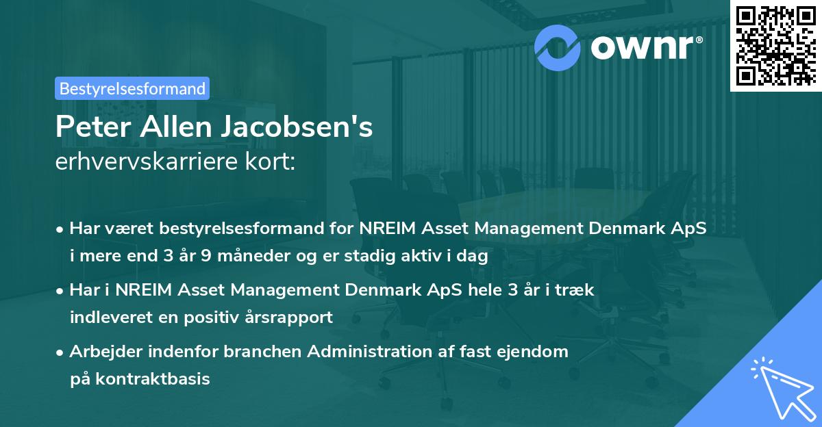 Peter Allen Jacobsen's erhvervskarriere kort