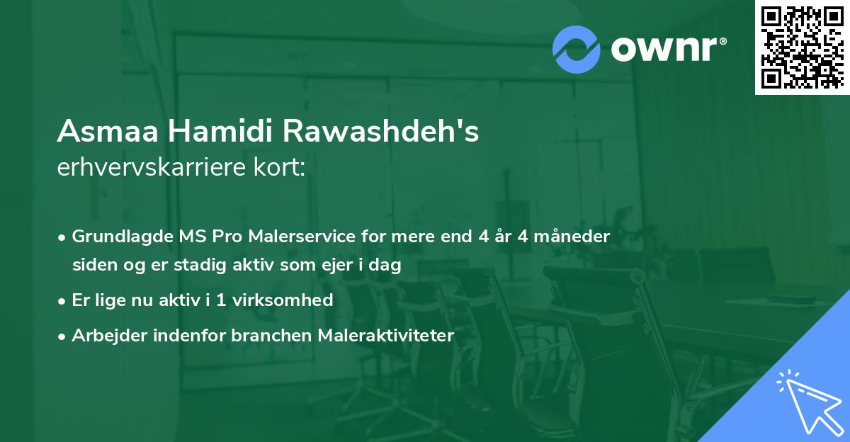 Asmaa Hamidi Rawashdeh's erhvervskarriere kort