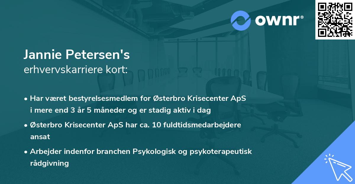 Jannie Petersen's erhvervskarriere kort