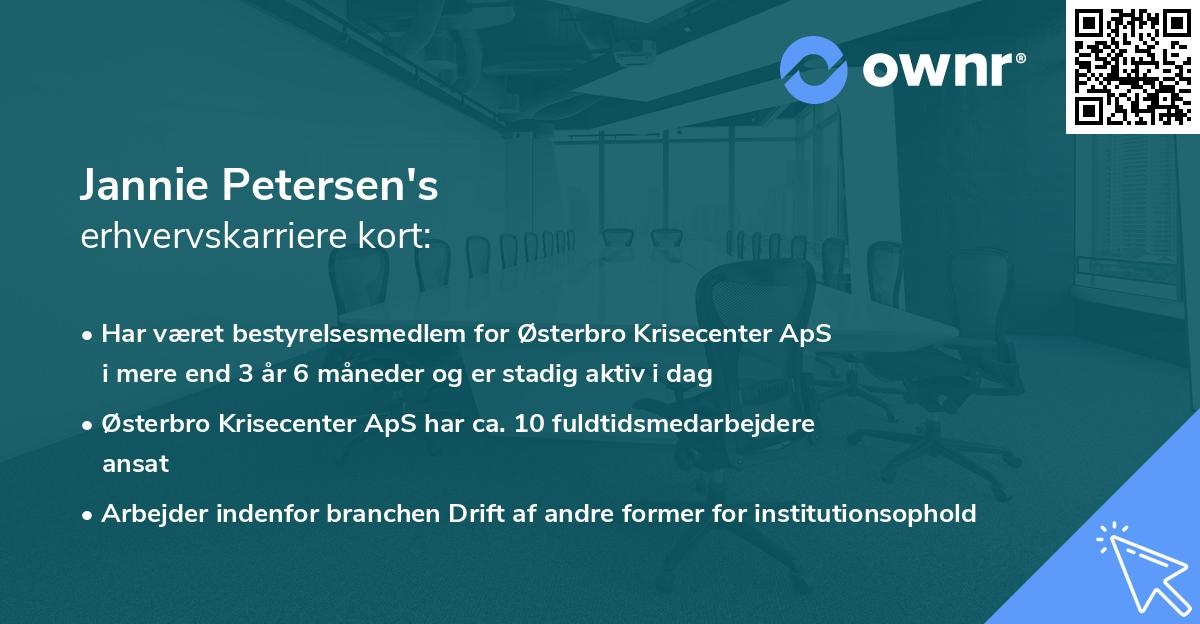 Jannie Petersen's erhvervskarriere kort