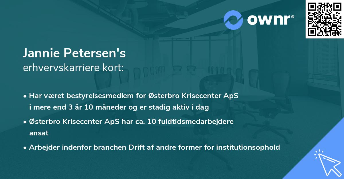 Jannie Petersen's erhvervskarriere kort