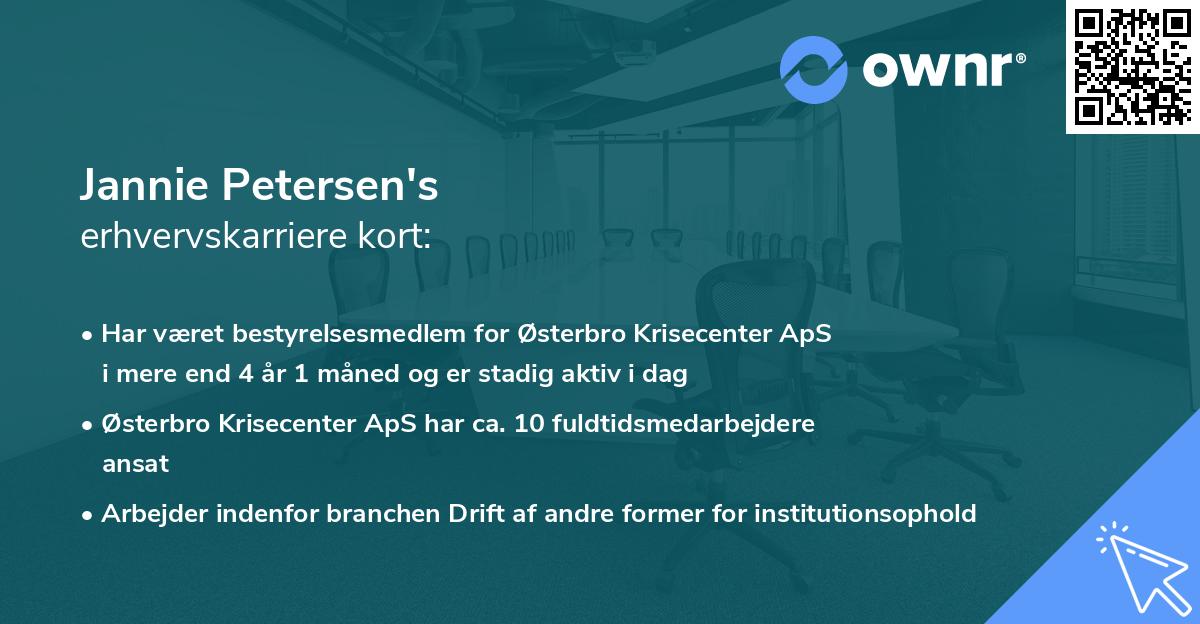 Jannie Petersen's erhvervskarriere kort