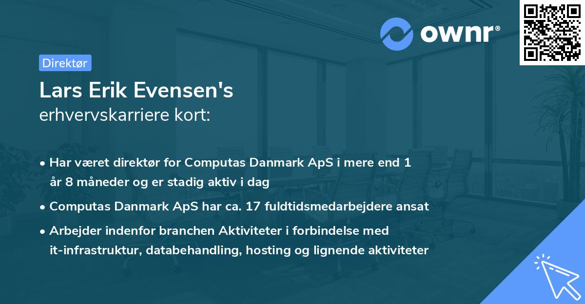 Lars Erik Evensen's erhvervskarriere kort