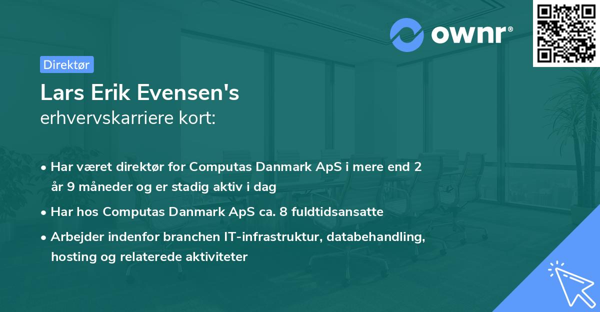 Lars Erik Evensen's erhvervskarriere kort