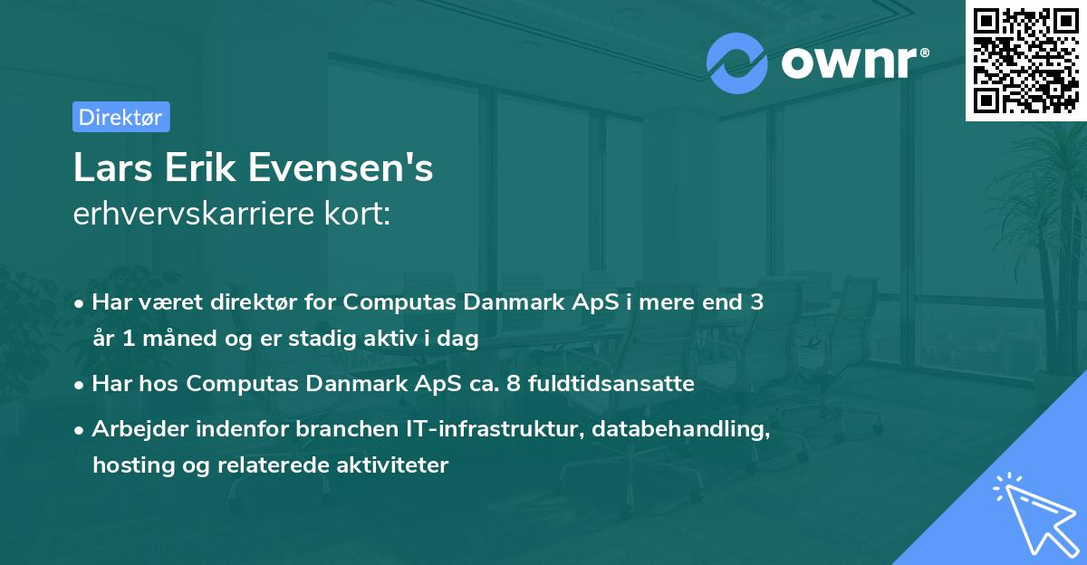 Lars Erik Evensen's erhvervskarriere kort