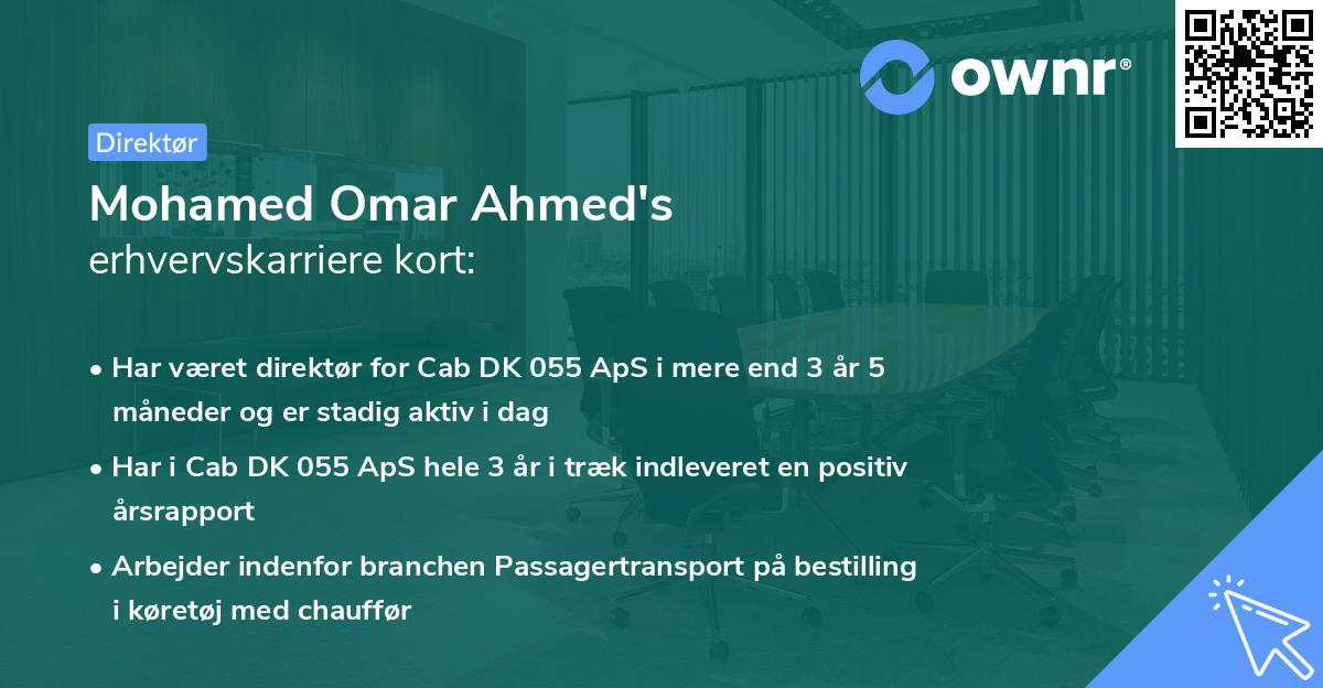 Mohamed Omar Ahmed's erhvervskarriere kort