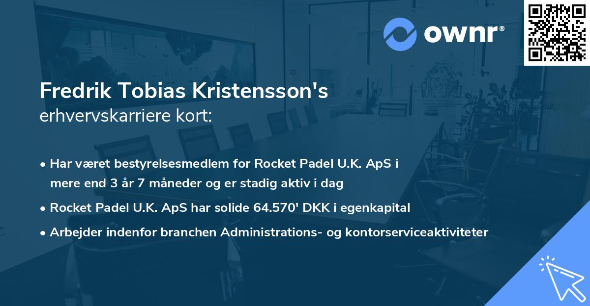 Fredrik Tobias Kristensson's erhvervskarriere kort