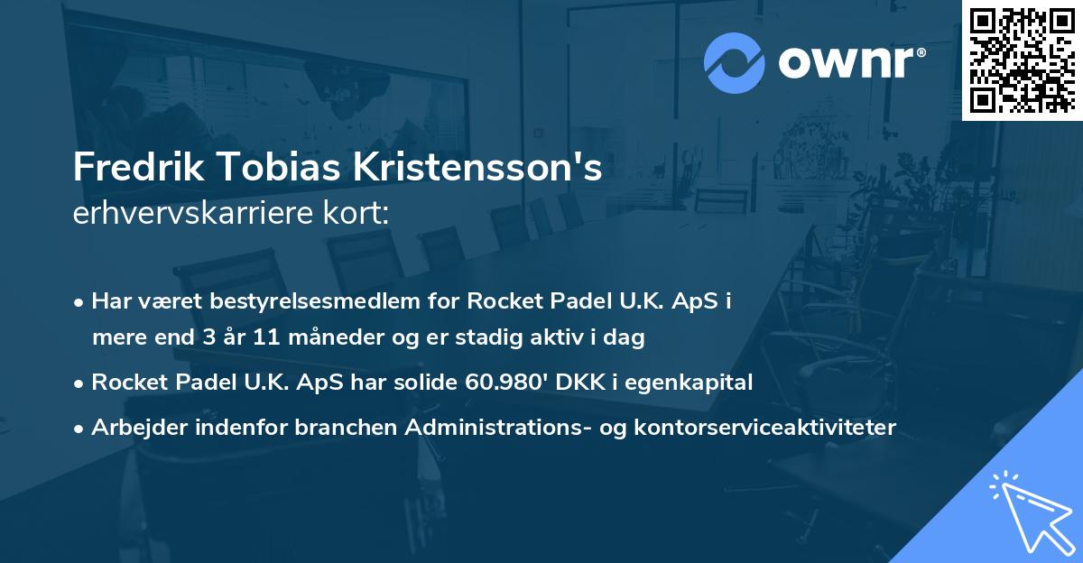 Fredrik Tobias Kristensson's erhvervskarriere kort