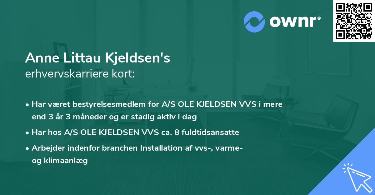 Anne Littau Kjeldsen's erhvervskarriere kort