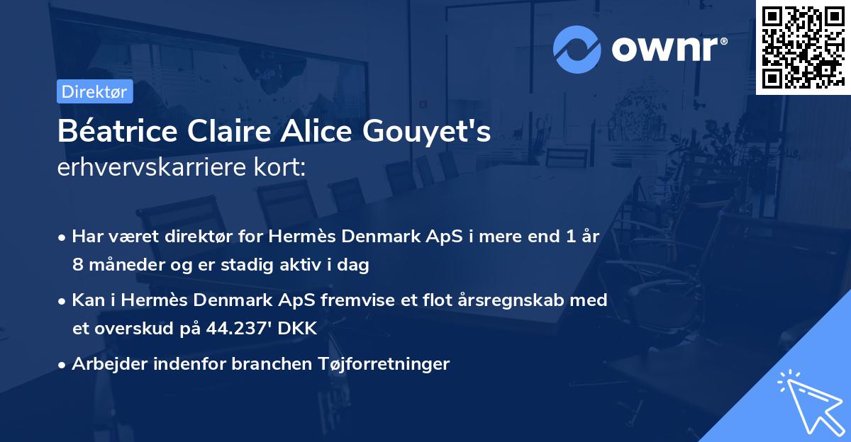 Béatrice Claire Alice Gouyet's erhvervskarriere kort