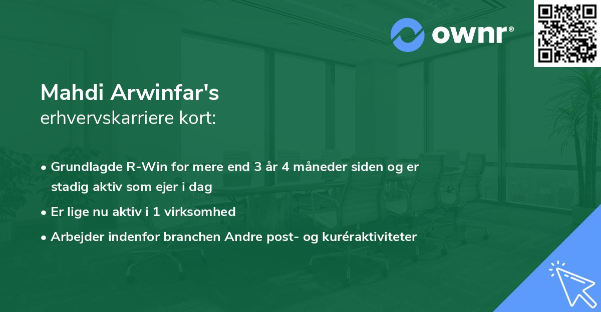 Mahdi Arwinfar's erhvervskarriere kort