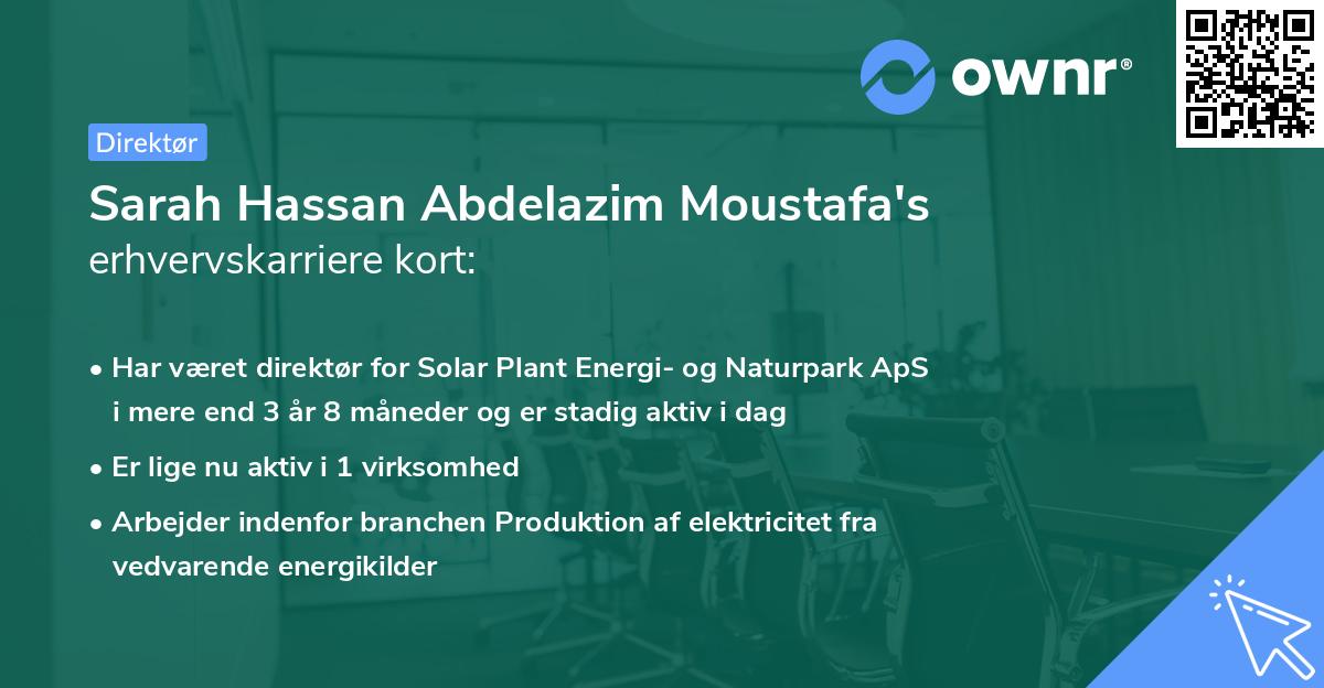 Sarah Hassan Abdelazim Moustafa's erhvervskarriere kort