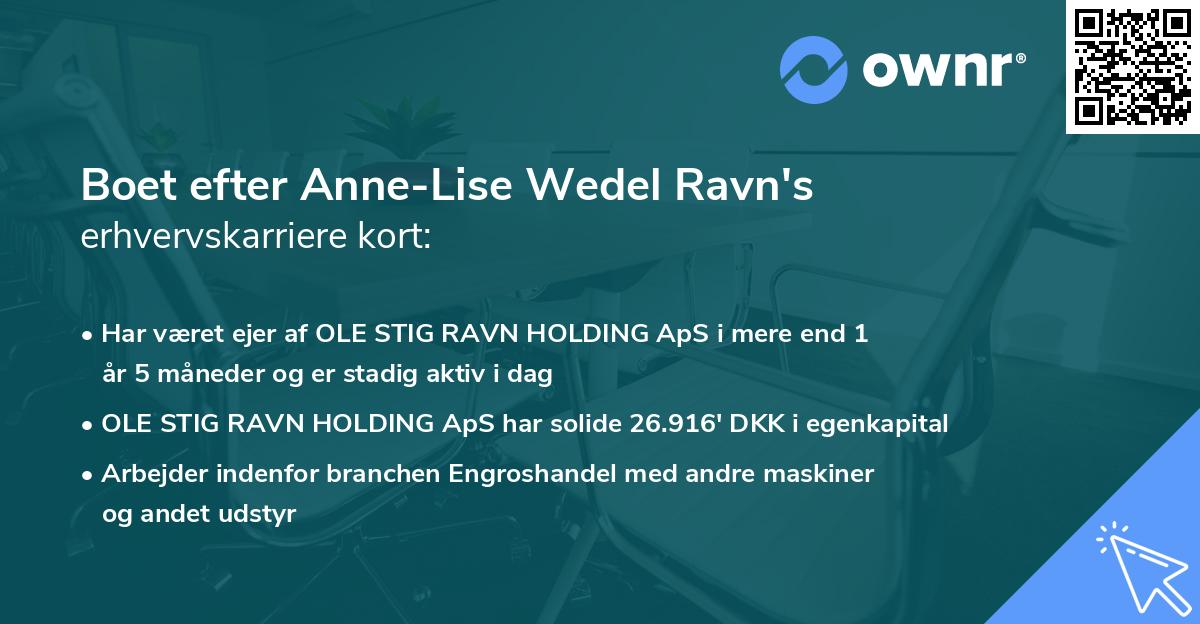 Boet efter Anne-Lise Wedel Ravn's erhvervskarriere kort