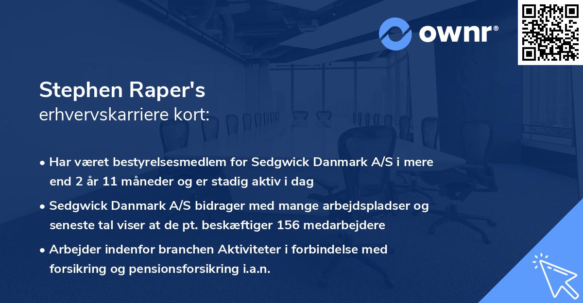 Stephen Raper's erhvervskarriere kort